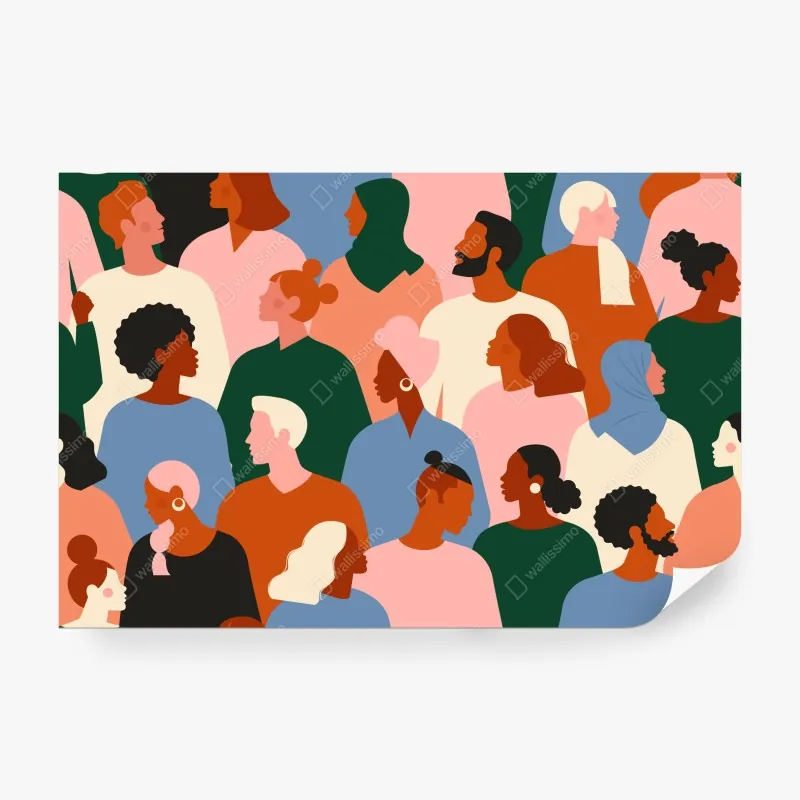 Fototapeta wzór portretów zróżnicowanej społeczności