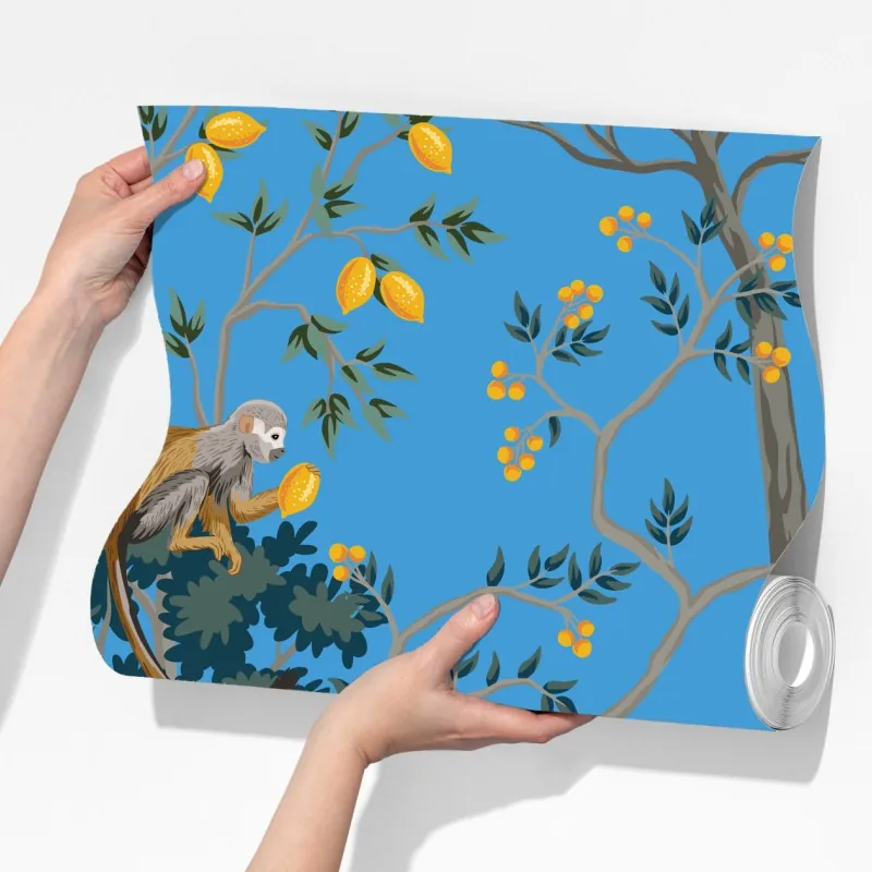 Fototapeta egzotyczny wzór zwierząt na niebieskim tle – Wallissimo® Fototapeta egzotyczny wzór zwierząt na niebieskim tle – Wallissimo®