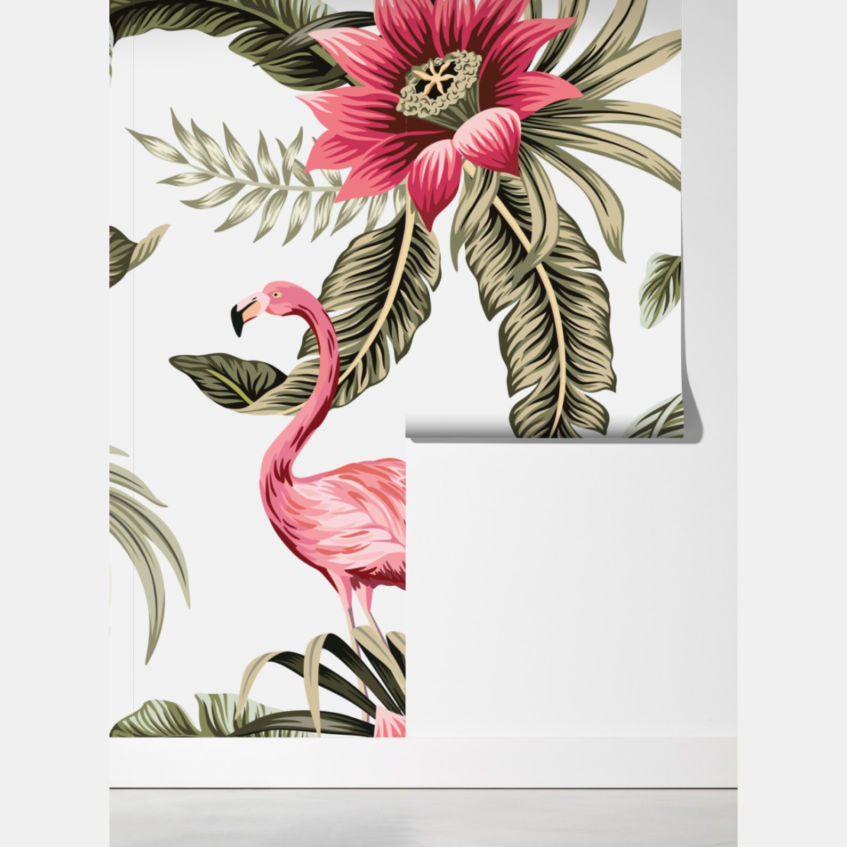 Fototapeta tropikalne różowe flamingi i kwiaty – Wallissimo® Fototapeta tropikalne różowe flamingi i kwiaty – Wallissimo®