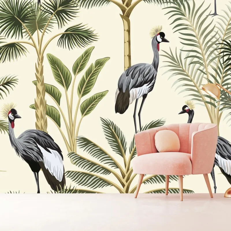 Fototapeta tropikalne żurawie i palmy