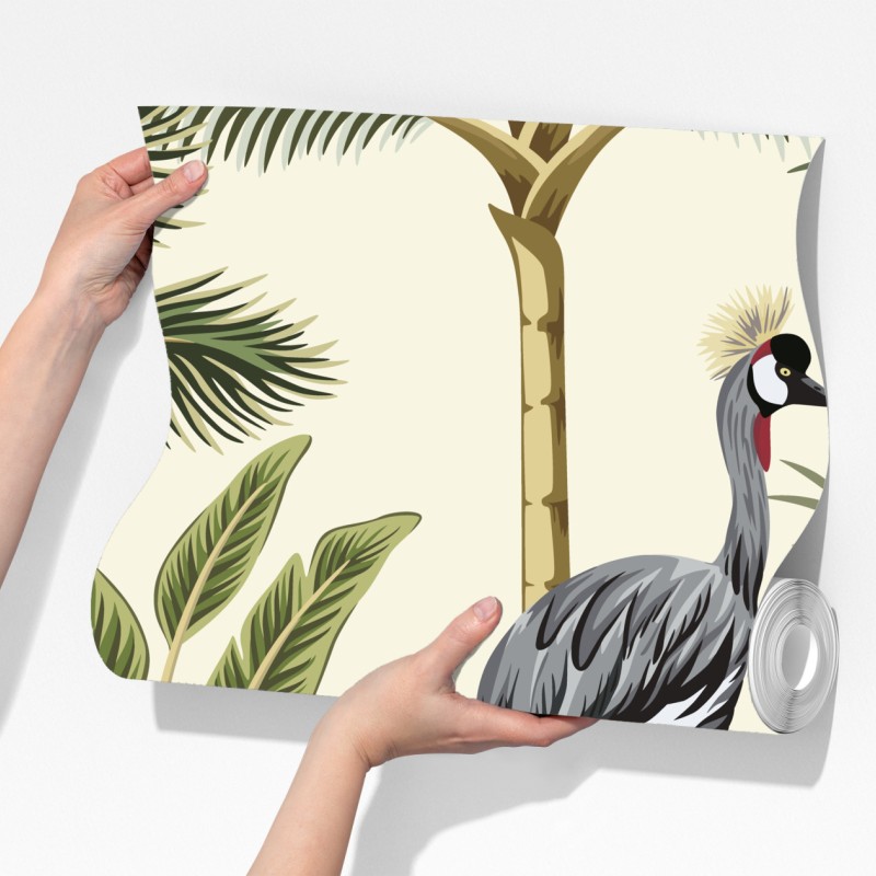 Fototapeta tropikalne żurawie i palmy – Wallissimo® Fototapeta tropikalne żurawie i palmy – Wallissimo®