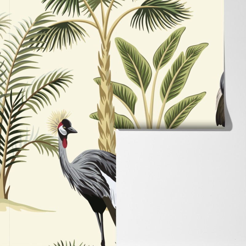 Fototapeta tropikalne żurawie i palmy – Wallissimo® Fototapeta tropikalne żurawie i palmy – Wallissimo®