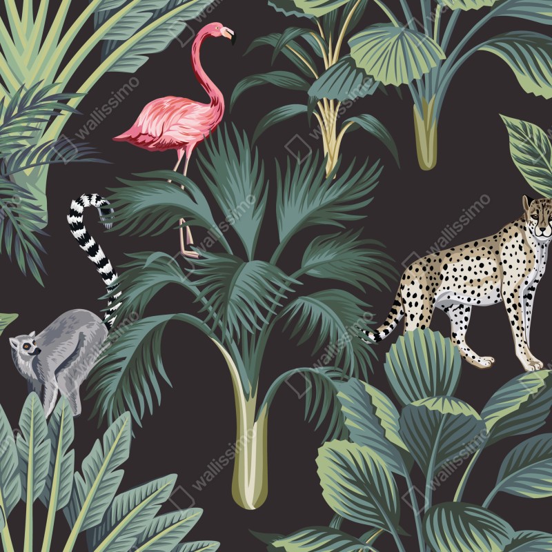 Fototapeta tropikalna dżungla z dziką przyrodą – Wallissimo® Fototapeta tropikalna dżungla z dziką przyrodą – Wallissimo®