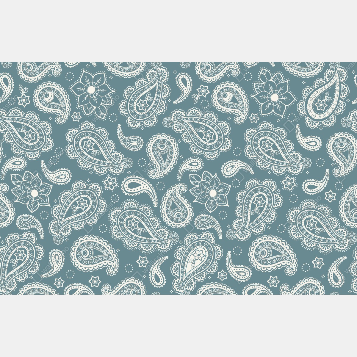 Fototapeta morski wzór paisley z kwiatowymi motywami – Wallissimo® Fototapeta morski wzór paisley z kwiatowymi motywami – Wallissimo®