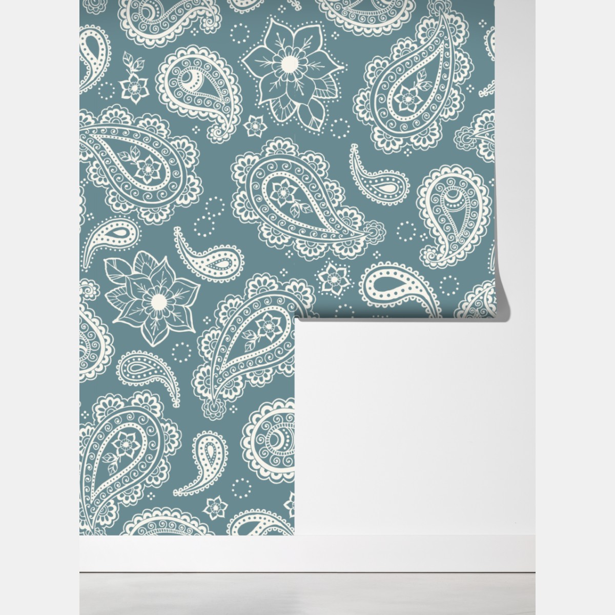 Fototapeta morski wzór paisley z kwiatowymi motywami – Wallissimo® Fototapeta morski wzór paisley z kwiatowymi motywami – Wallissimo®