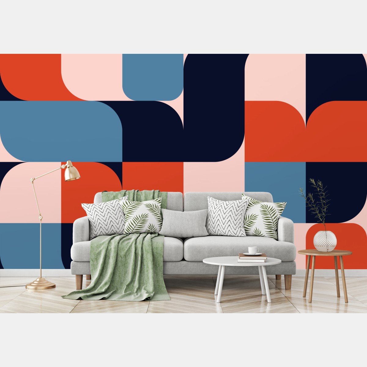 Wall mural bold geometric retro pattern