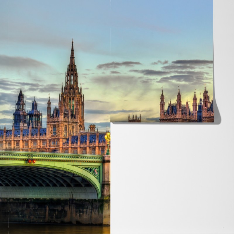 Fototapeta zachód słońca nad Londynem: Big Ben i Pałac Westminsterski – Wallissimo® Fototapeta zachód słońca nad Londynem: Big Ben i Pałac Westminsterski – Wallissimo®