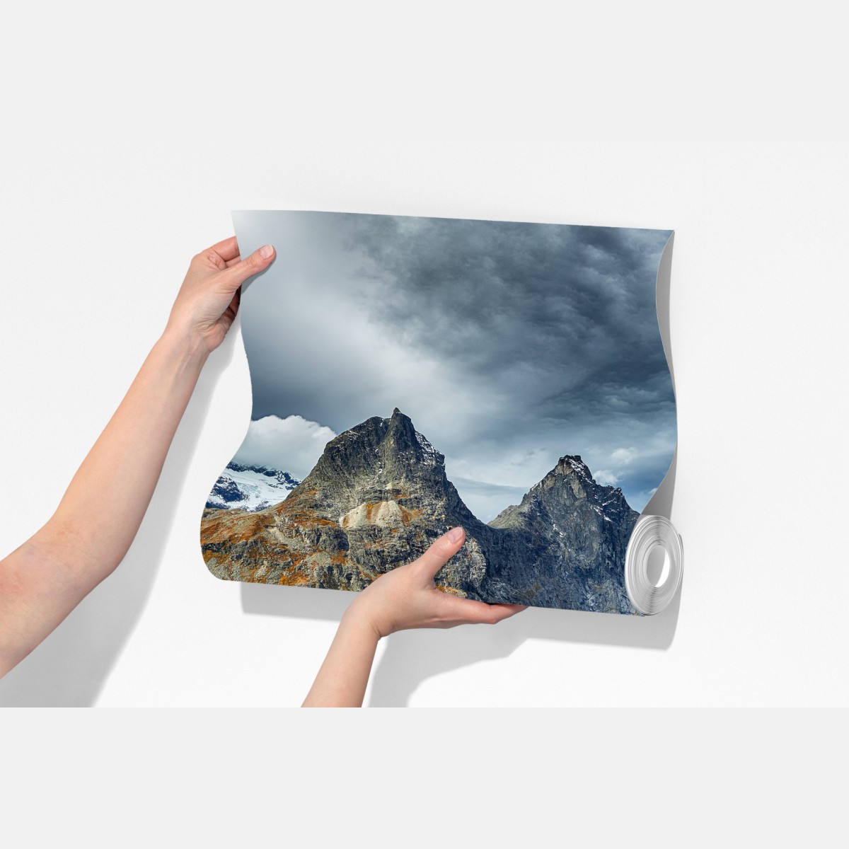 Fototapeta jesienny krajobraz górski z wodospadem i wijącą się drogą – Wallissimo® Fototapeta jesienny krajobraz górski z wodospadem i wijącą się drogą – Wallissimo®