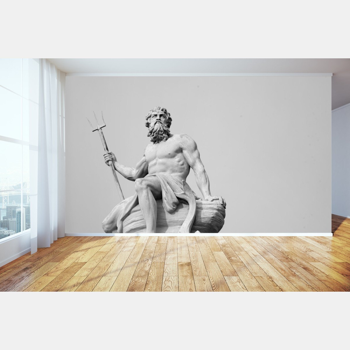 Wall mural Neptune classical statue in monochrome