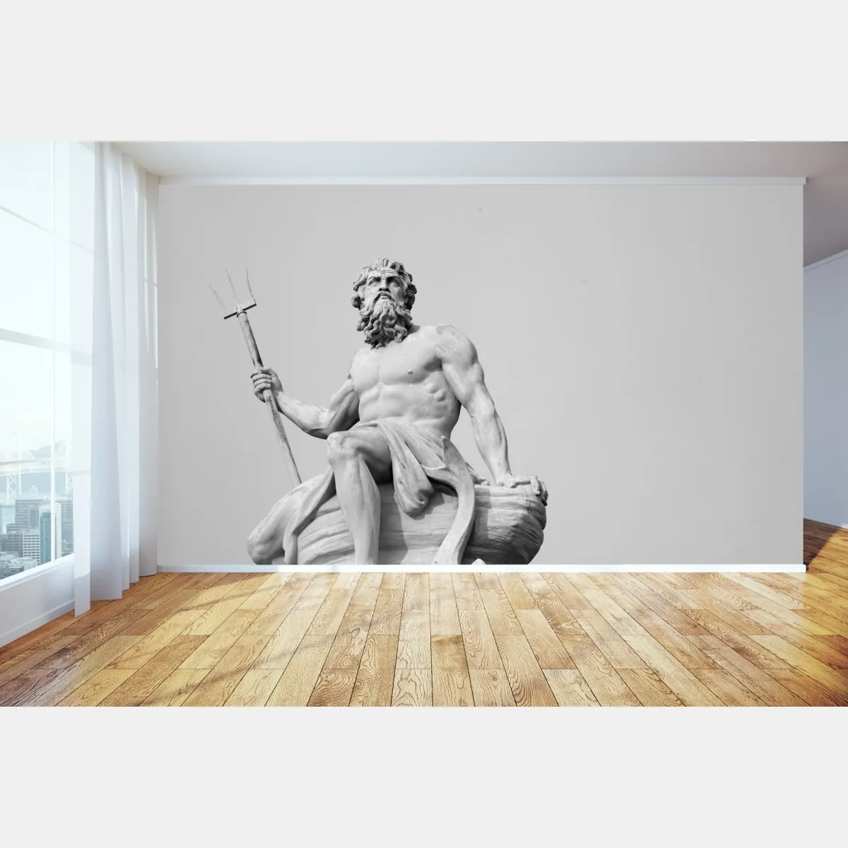 Fototapeta Neptun klasyczny posąg w monochromie – Wallissimo® Fototapeta Neptun klasyczny posąg w monochromie – Wallissimo®