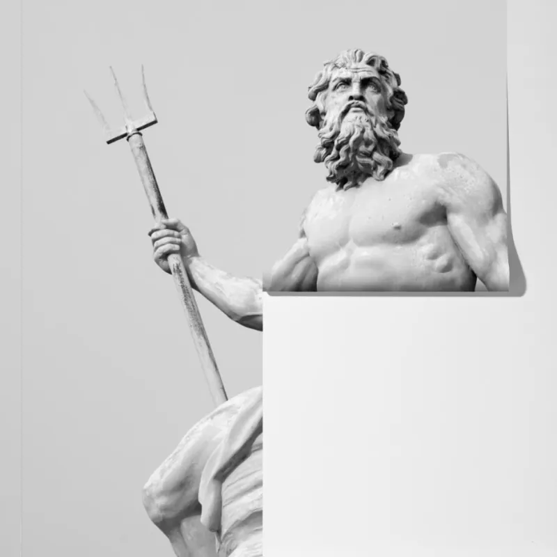 Fototapeta Neptun klasyczny posąg w monochromie – Wallissimo® Fototapeta Neptun klasyczny posąg w monochromie – Wallissimo®