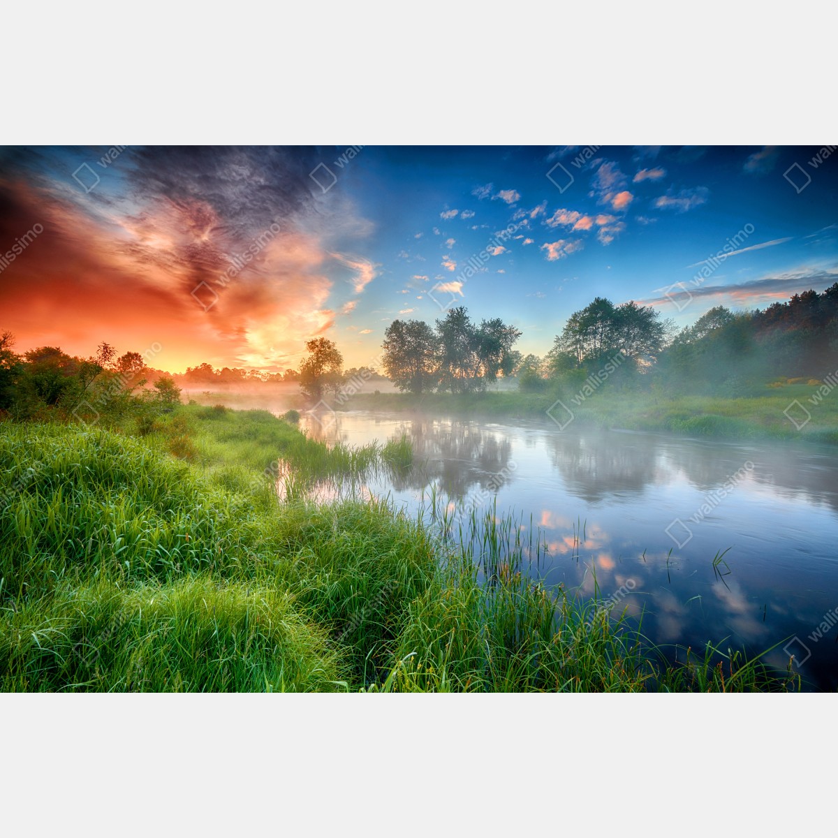 Fototapeta mgła o świcie nad brzegiem rzeki – Wallissimo® Fototapeta mgła o świcie nad brzegiem rzeki – Wallissimo®