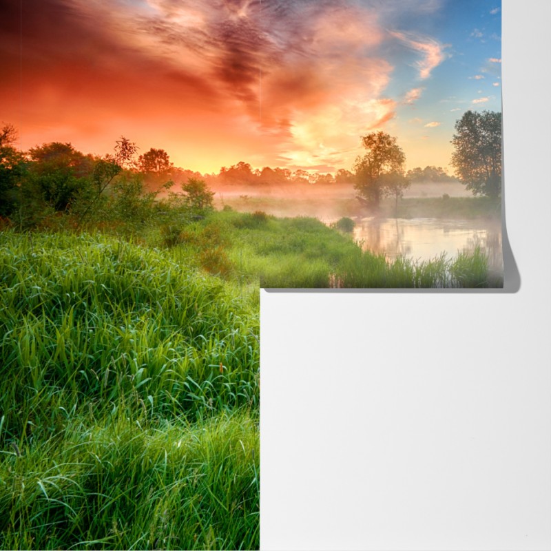 Fototapeta mgła o świcie nad brzegiem rzeki – Wallissimo® Fototapeta mgła o świcie nad brzegiem rzeki – Wallissimo®