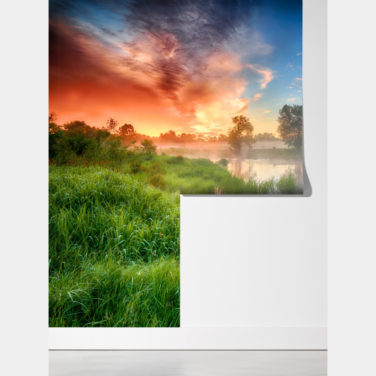 Fototapeta mgła o świcie nad brzegiem rzeki – Wallissimo® Fototapeta mgła o świcie nad brzegiem rzeki – Wallissimo®