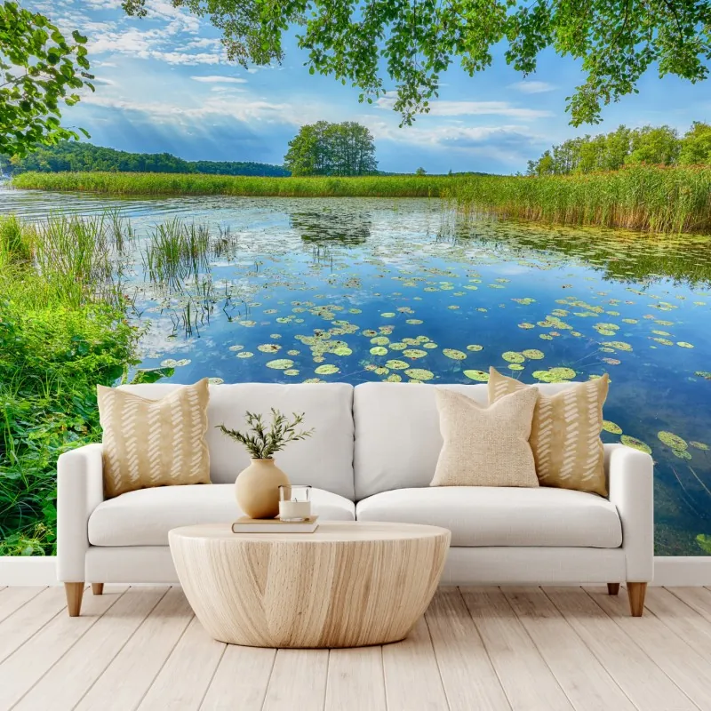 Fototapeta lato nad jeziorem w Mazurach