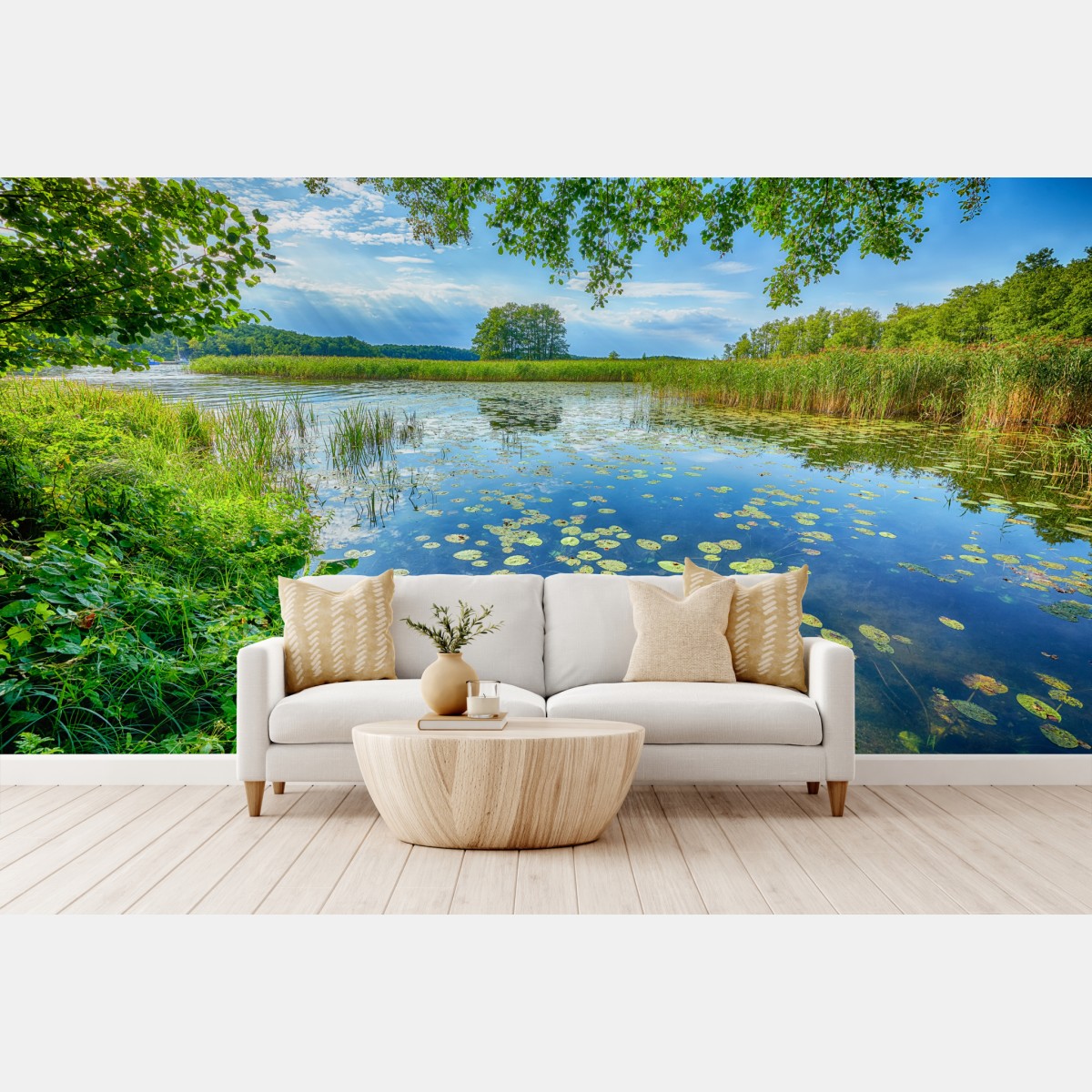 Wall mural summer reflections at Masuria lake