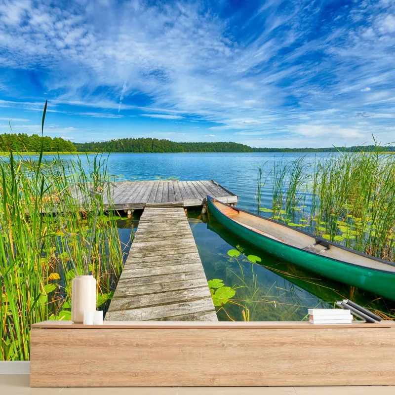 Fototapeta spokojne letnie jezioro na Mazurach – Wallissimo® Fototapeta spokojne letnie jezioro na Mazurach – Wallissimo®