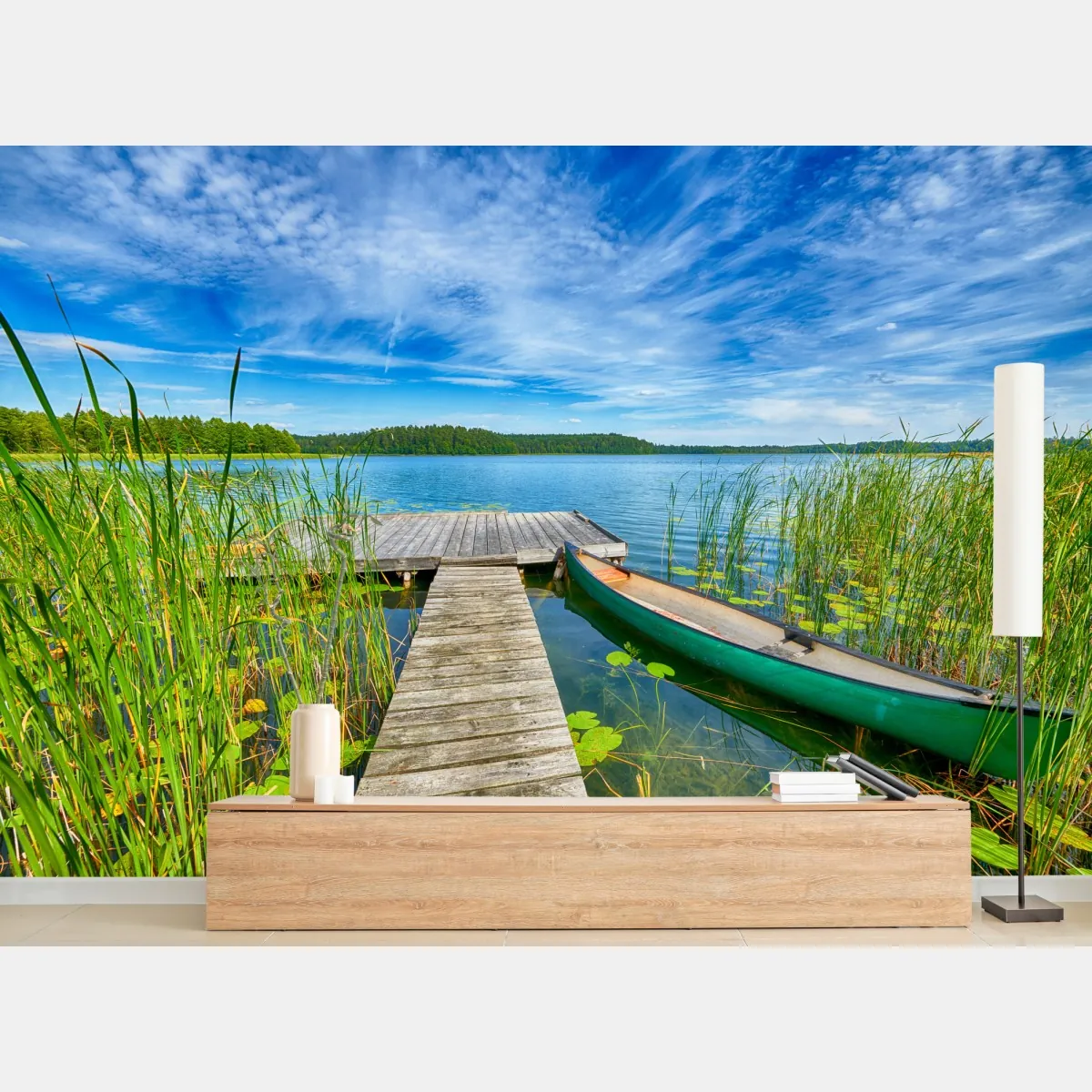 Fototapeta spokojne letnie jezioro na Mazurach – Wallissimo® Fototapeta spokojne letnie jezioro na Mazurach – Wallissimo®