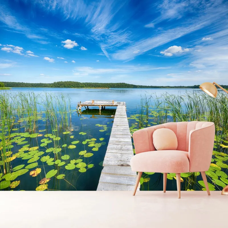 Fototapeta pomost na Mazurach latem – Wallissimo® Fototapeta pomost na Mazurach latem – Wallissimo®