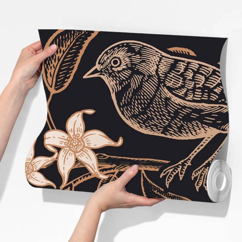 Fototapeta vintage wzór ptaków i cytrusów – Wallissimo® Fototapeta vintage wzór ptaków i cytrusów – Wallissimo®