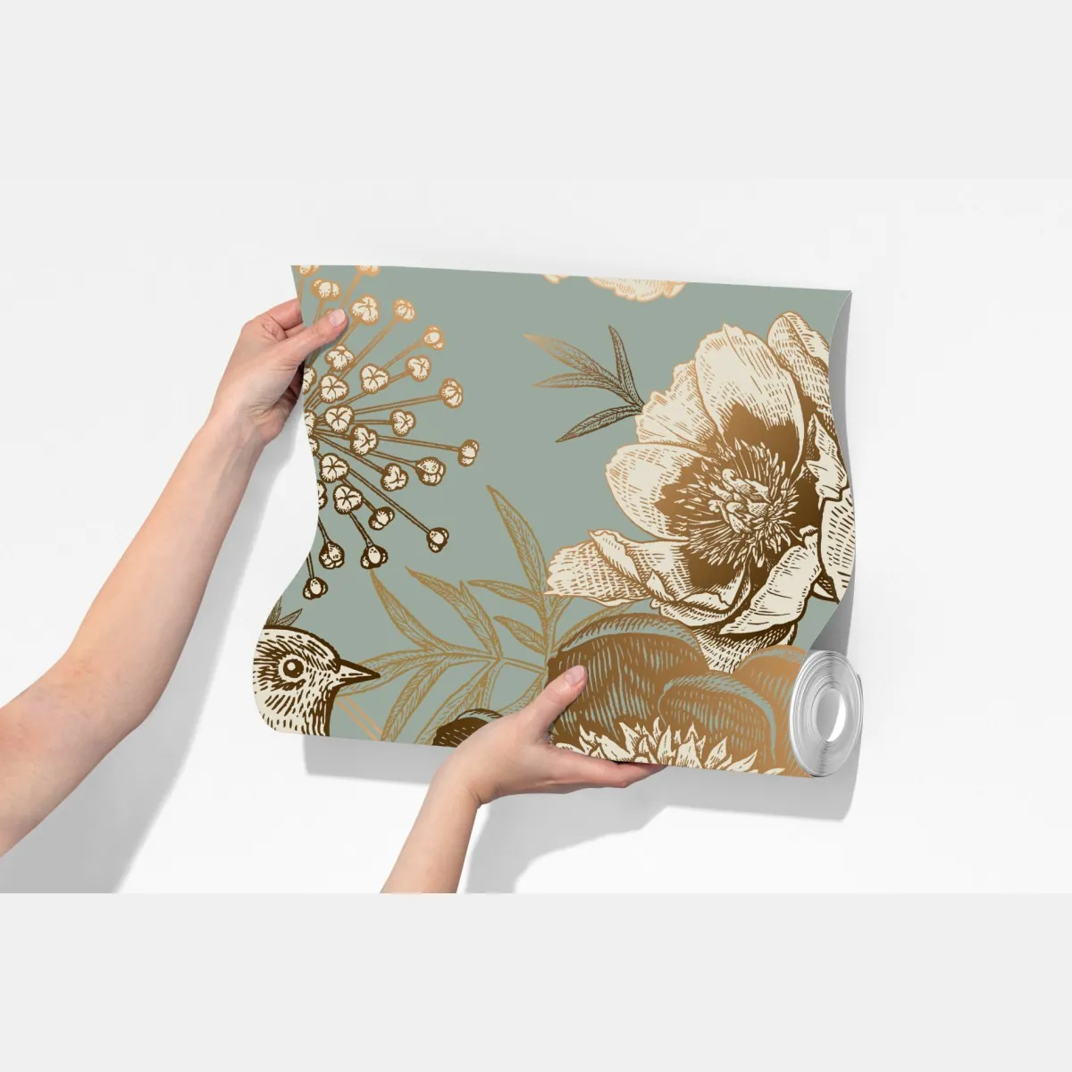 Fototapeta vintage botaniczny motyw kwiatowy z ptakiem – Wallissimo® Fototapeta vintage botaniczny motyw kwiatowy z ptakiem – Wallissimo®