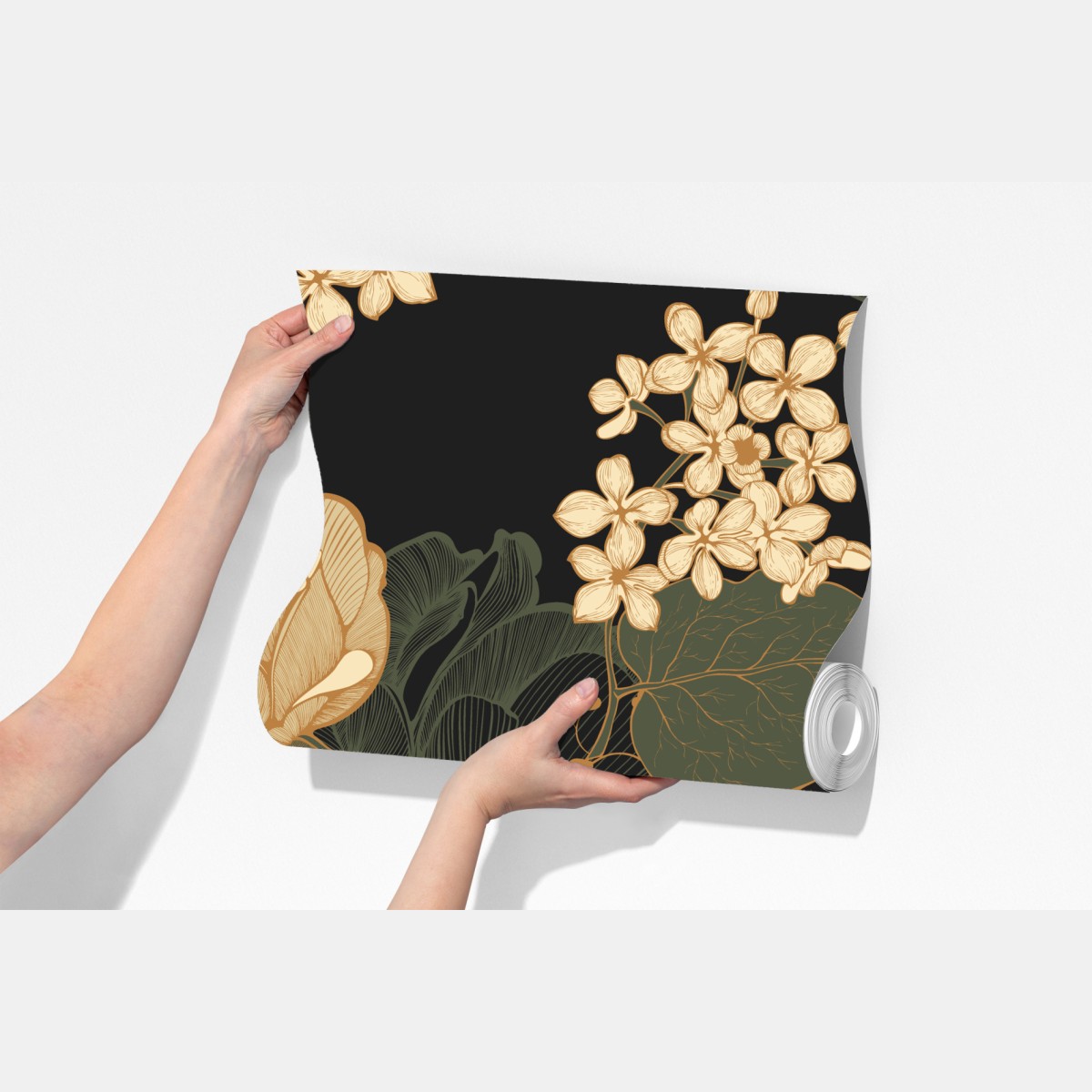 Fototapeta złote piwonie na ciemnym botanicznym tle – Wallissimo® Fototapeta złote piwonie na ciemnym botanicznym tle – Wallissimo®