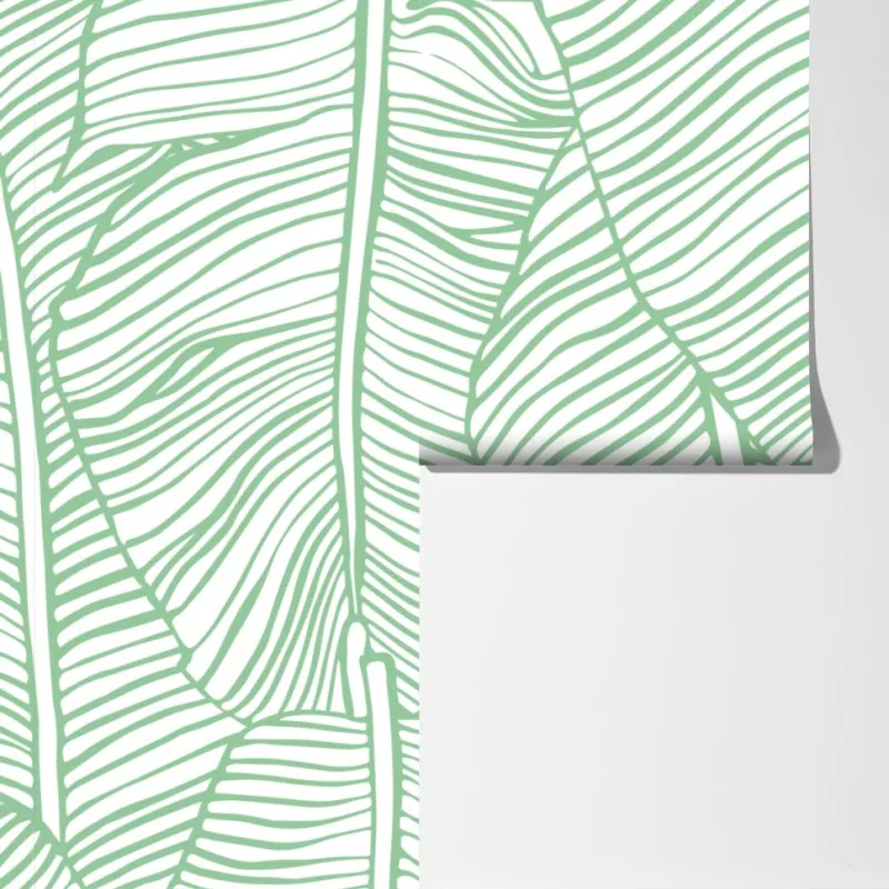 Fototapeta miętowy wzór liści bananowca – Wallissimo® Fototapeta miętowy wzór liści bananowca – Wallissimo®