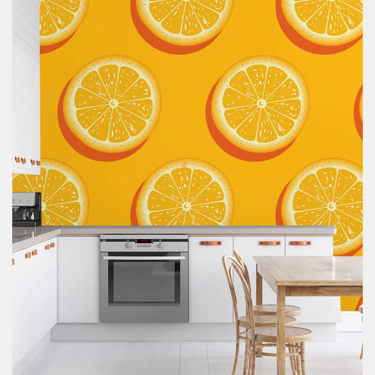 Fototapeta żywy wzór plasterków pomarańczy – Wallissimo® Fototapeta żywy wzór plasterków pomarańczy – Wallissimo®