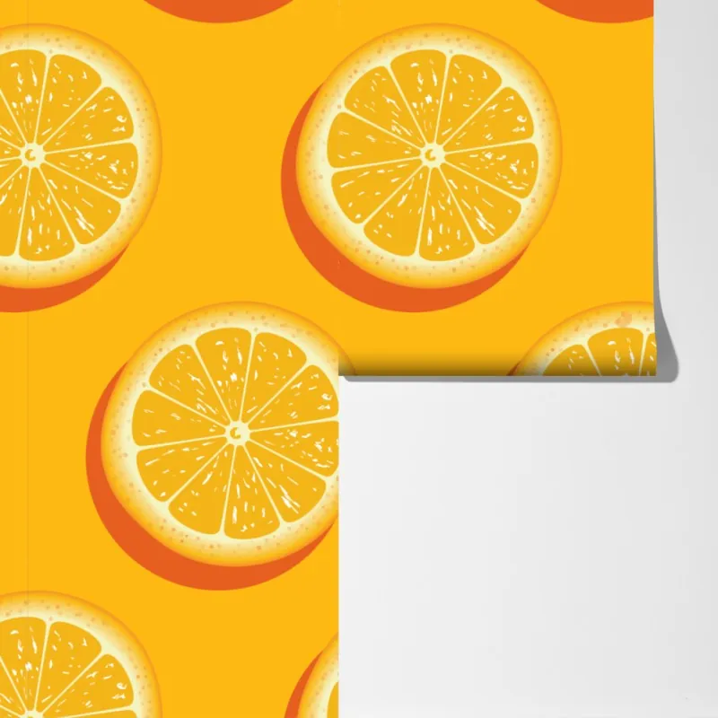 Fototapeta żywy wzór plasterków pomarańczy – Wallissimo® Fototapeta żywy wzór plasterków pomarańczy – Wallissimo®