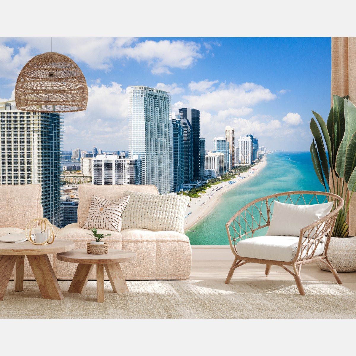 Wall mural turquoise beachfront skyline