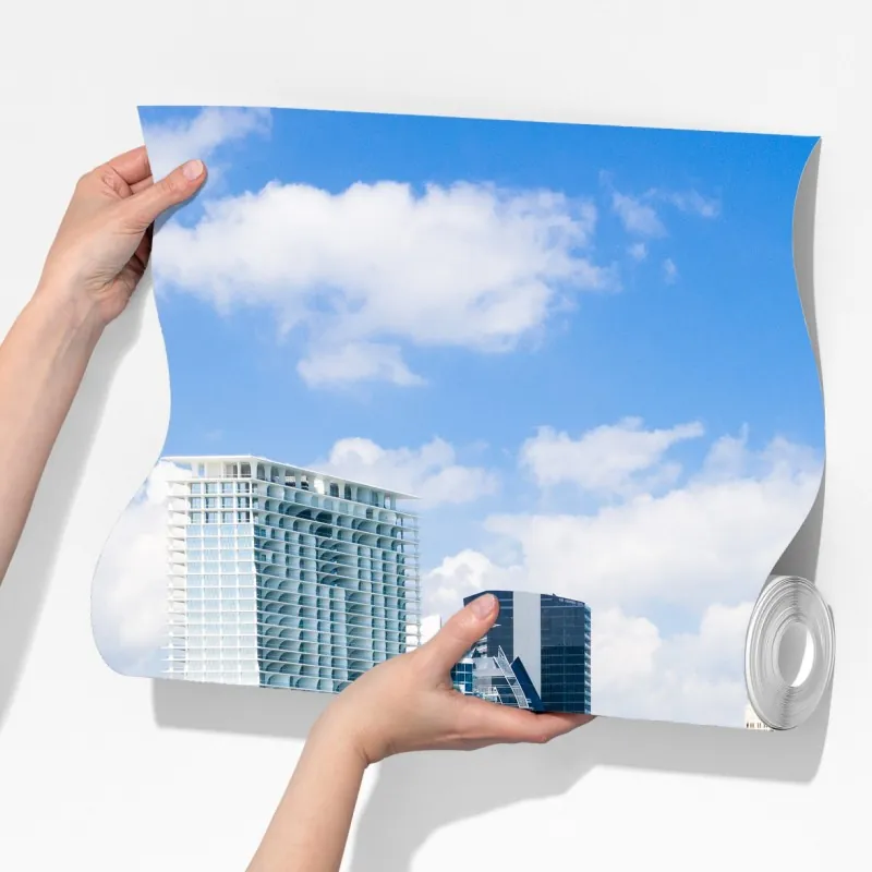 Fototapeta turkusowa linia brzegowa z wieżowcami – Wallissimo® Fototapeta turkusowa linia brzegowa z wieżowcami – Wallissimo®