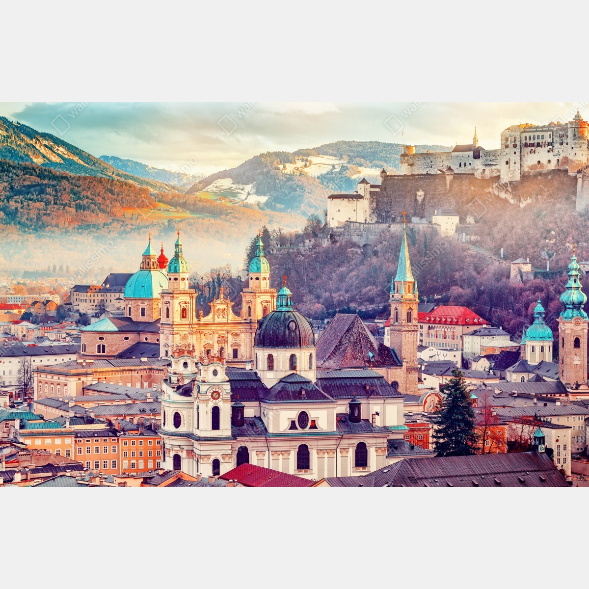 Fototapeta zachód słońca nad Salzburgiem – Wallissimo® Fototapeta zachód słońca nad Salzburgiem – Wallissimo®