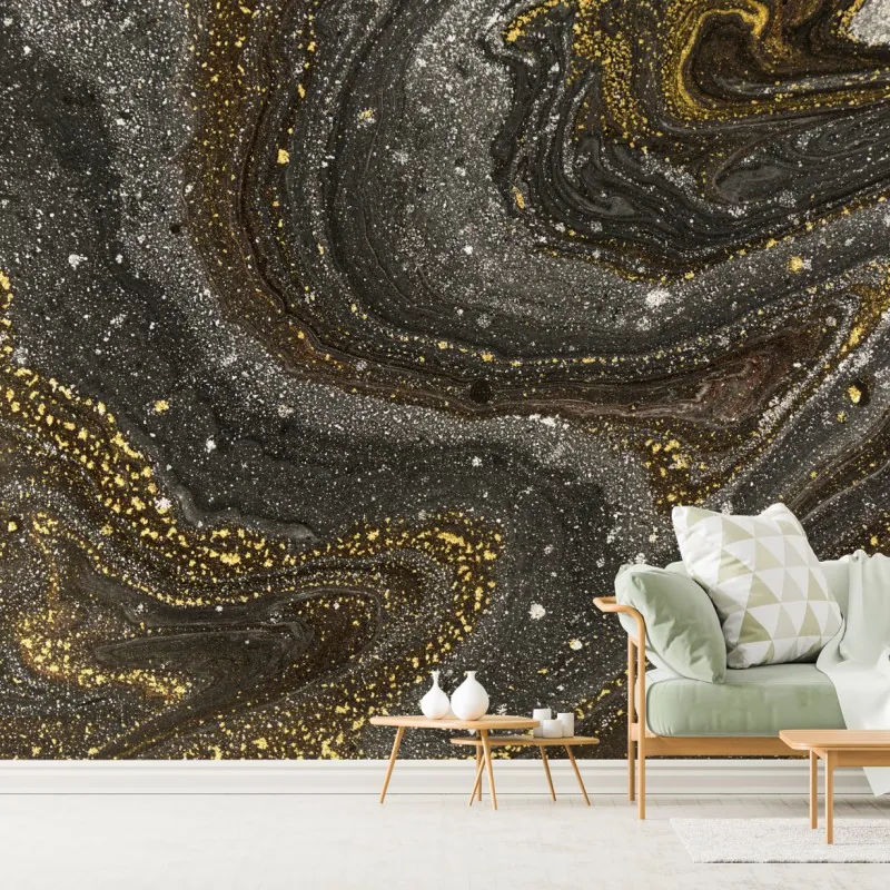 Fototapeta złoto-czarny marmurowy wir abstrakcyjny