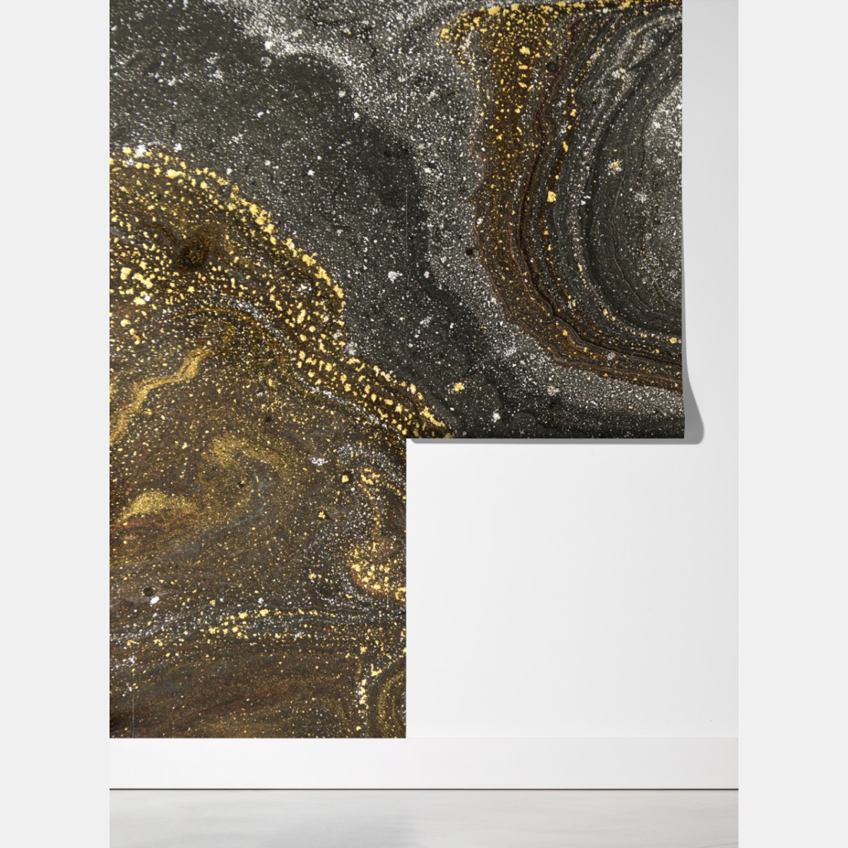 Fototapeta złoto-czarny marmurowy wir abstrakcyjny – Wallissimo® Fototapeta złoto-czarny marmurowy wir abstrakcyjny – Wallissimo®