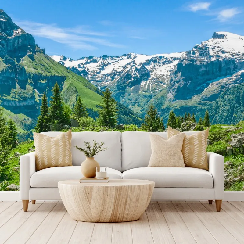 Fototapeta słoneczna łąka w Engelberg