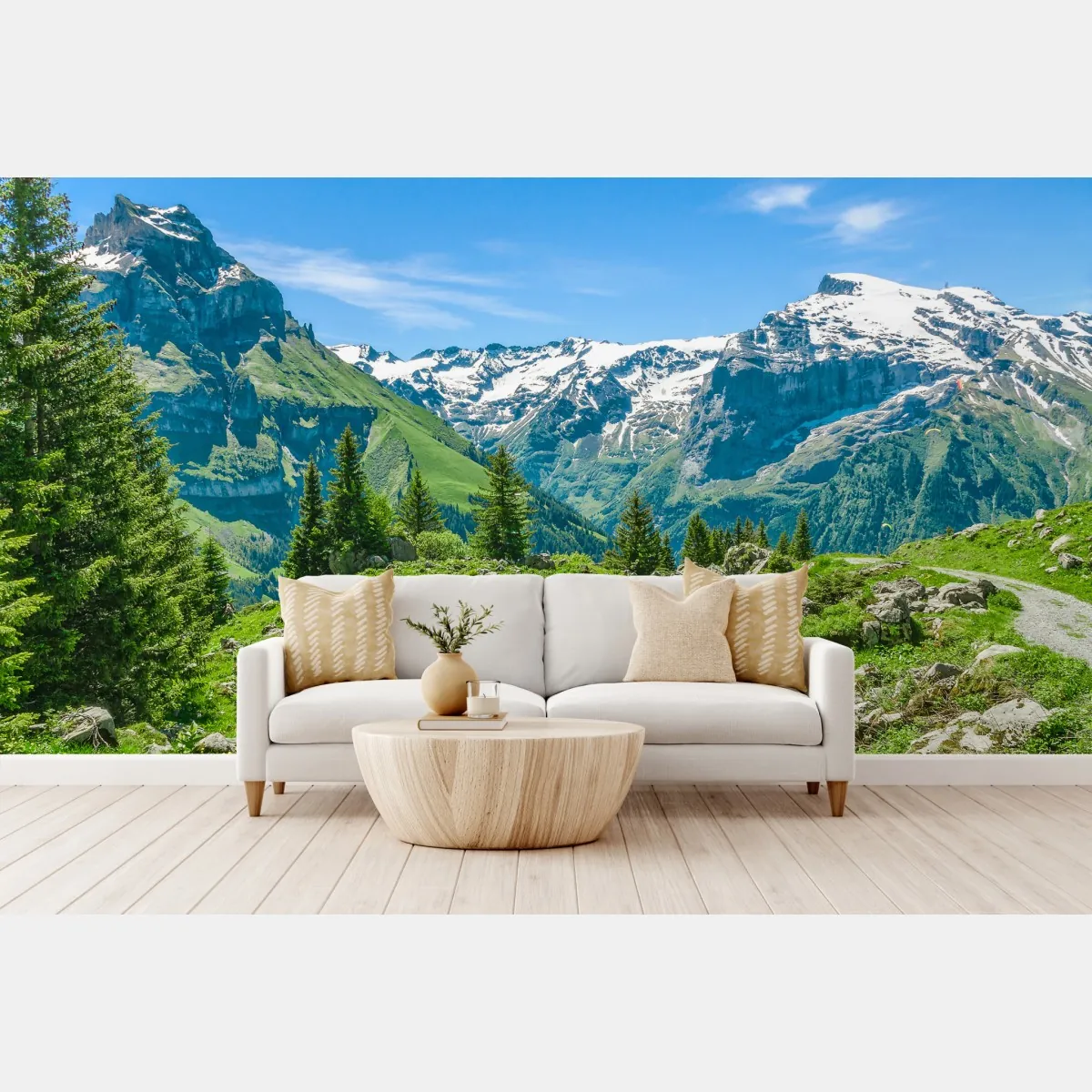 Fototapeta słoneczna łąka w Engelberg – Wallissimo® Fototapeta słoneczna łąka w Engelberg – Wallissimo®