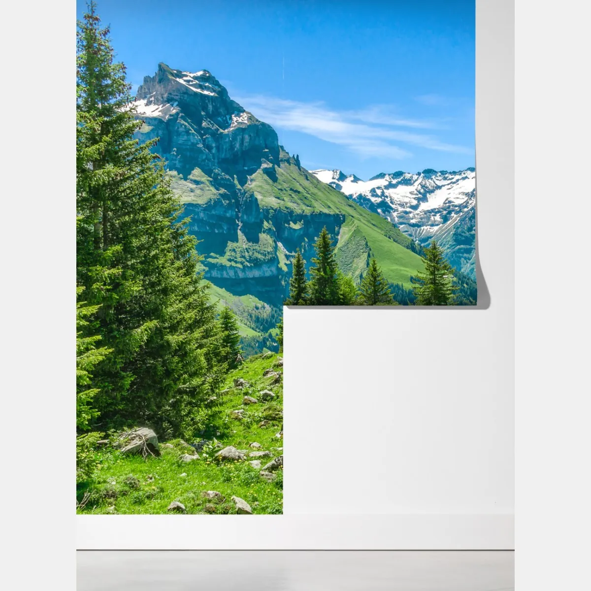Fototapeta słoneczna łąka w Engelberg – Wallissimo® Fototapeta słoneczna łąka w Engelberg – Wallissimo®