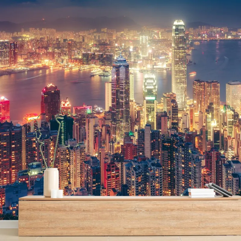 Fototapeta Hongkong nocny widok ze szczytu Victoria Peak
