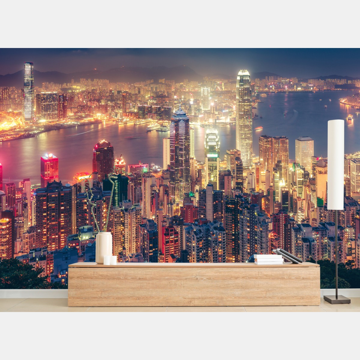 Wall mural Hong Kong skyline at night from Victoria Peak