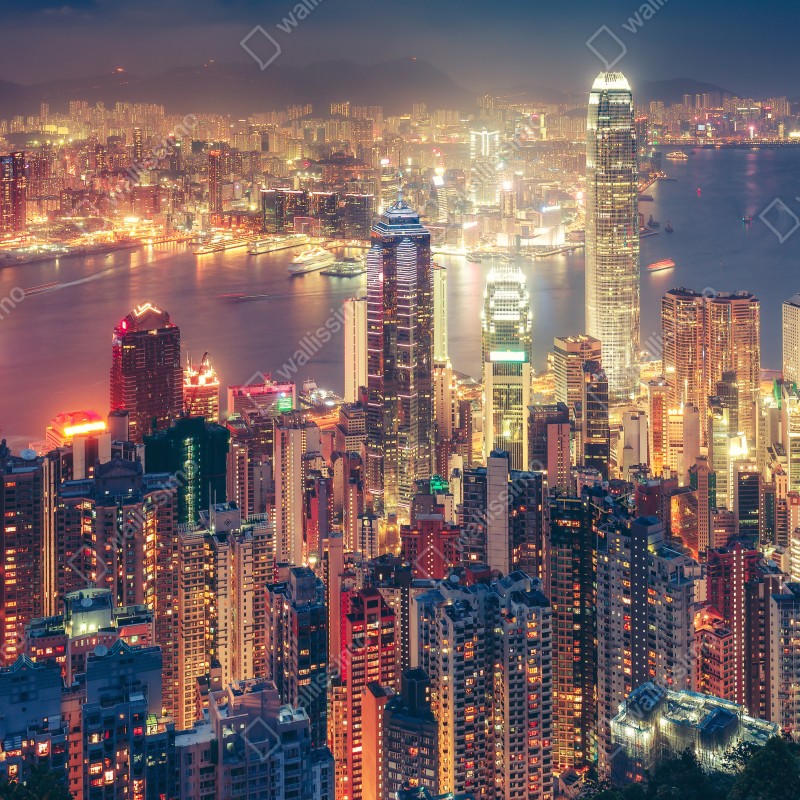 Fototapeta Hongkong nocny widok ze szczytu Victoria Peak – Wallissimo® Fototapeta Hongkong nocny widok ze szczytu Victoria Peak – Wallissimo®
