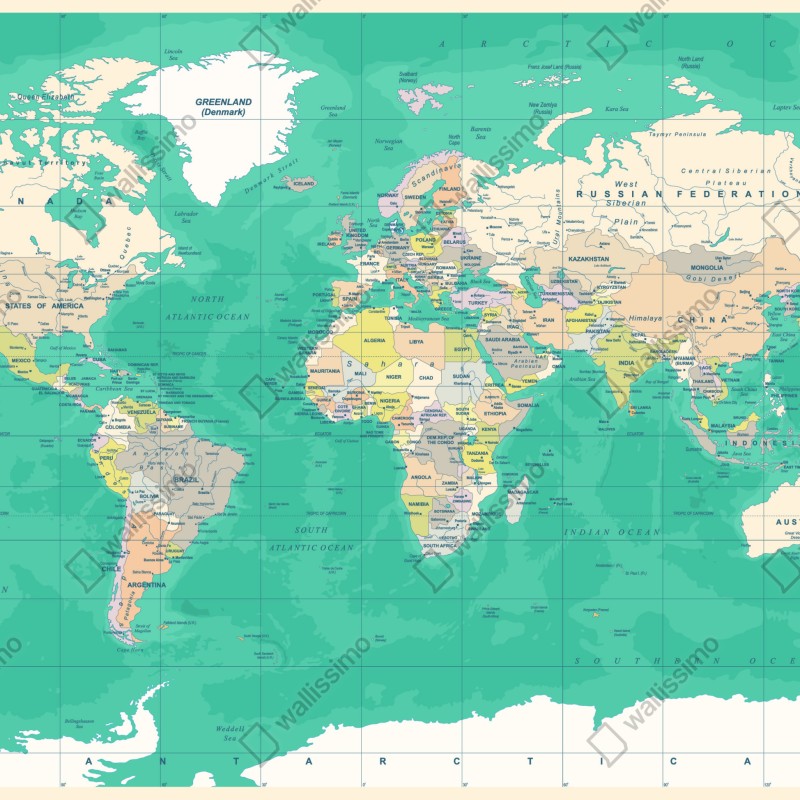 Fototapeta mapa świata w stylu vintage – Wallissimo® Fototapeta mapa świata w stylu vintage – Wallissimo®