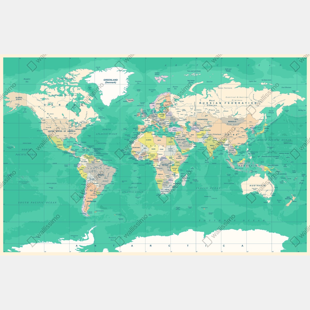 Fototapeta mapa świata w stylu vintage – Wallissimo® Fototapeta mapa świata w stylu vintage – Wallissimo®