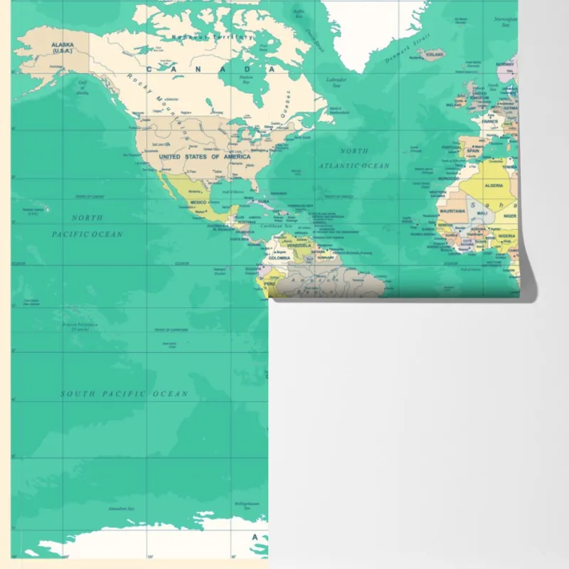 Fototapeta mapa świata w stylu vintage – Wallissimo® Fototapeta mapa świata w stylu vintage – Wallissimo®