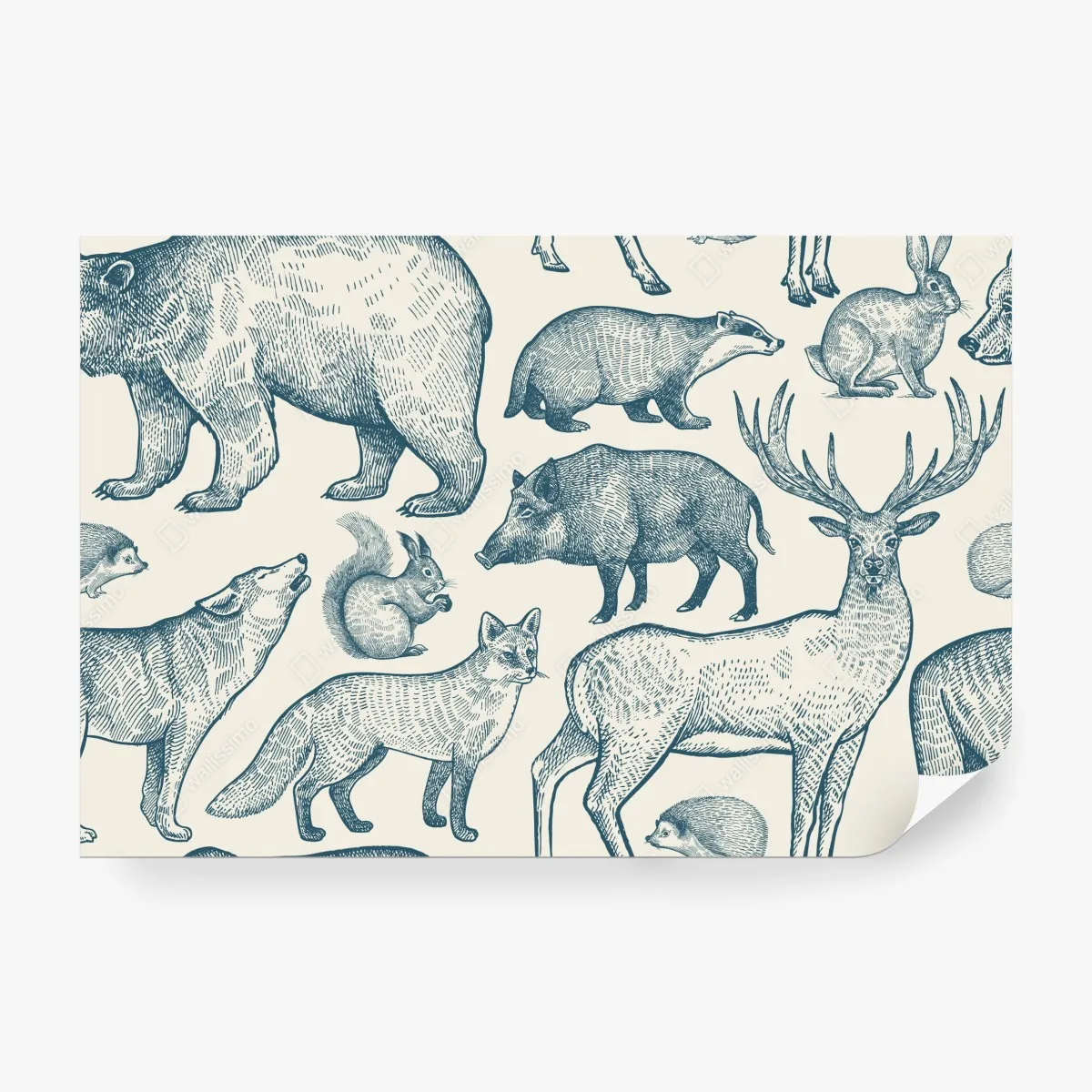 Fototapeta vintage wzór z zwierzętami leśnymi – Wallissimo® Fototapeta vintage wzór z zwierzętami leśnymi – Wallissimo®