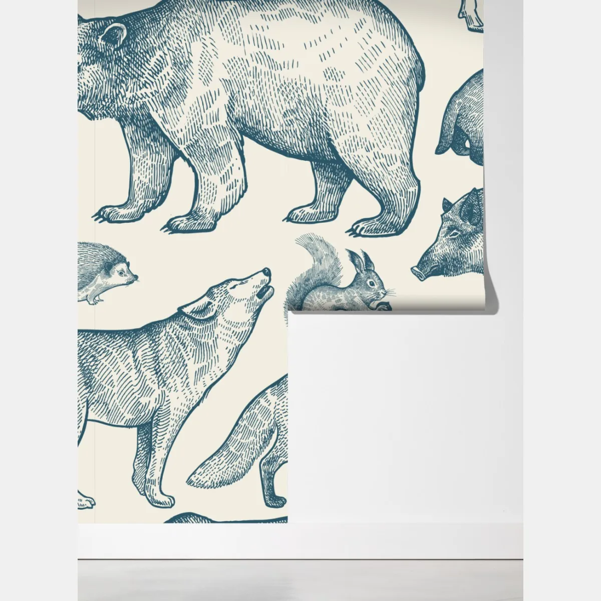 Fototapeta vintage wzór z zwierzętami leśnymi – Wallissimo® Fototapeta vintage wzór z zwierzętami leśnymi – Wallissimo®