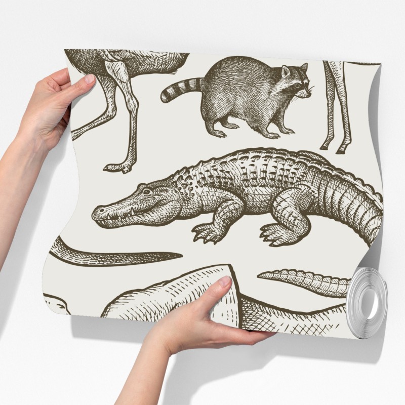 Fototapeta sepiowy wzór dzikich zwierząt – Wallissimo® Fototapeta sepiowy wzór dzikich zwierząt – Wallissimo®