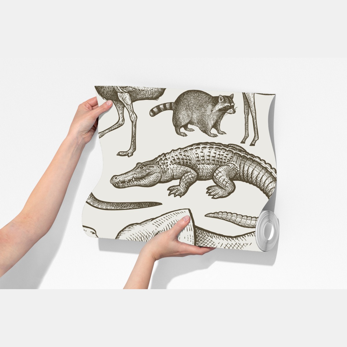 Fototapeta sepiowy wzór dzikich zwierząt – Wallissimo® Fototapeta sepiowy wzór dzikich zwierząt – Wallissimo®