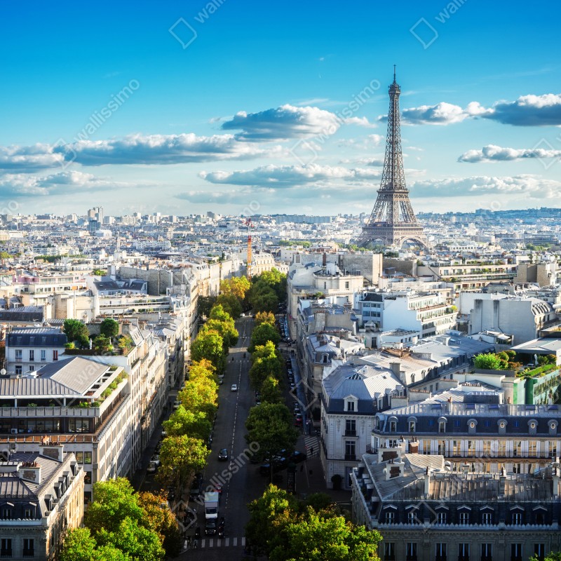 Fototapeta panorama Paryża z Wieżą Eiffla – Wallissimo® Fototapeta panorama Paryża z Wieżą Eiffla – Wallissimo®
