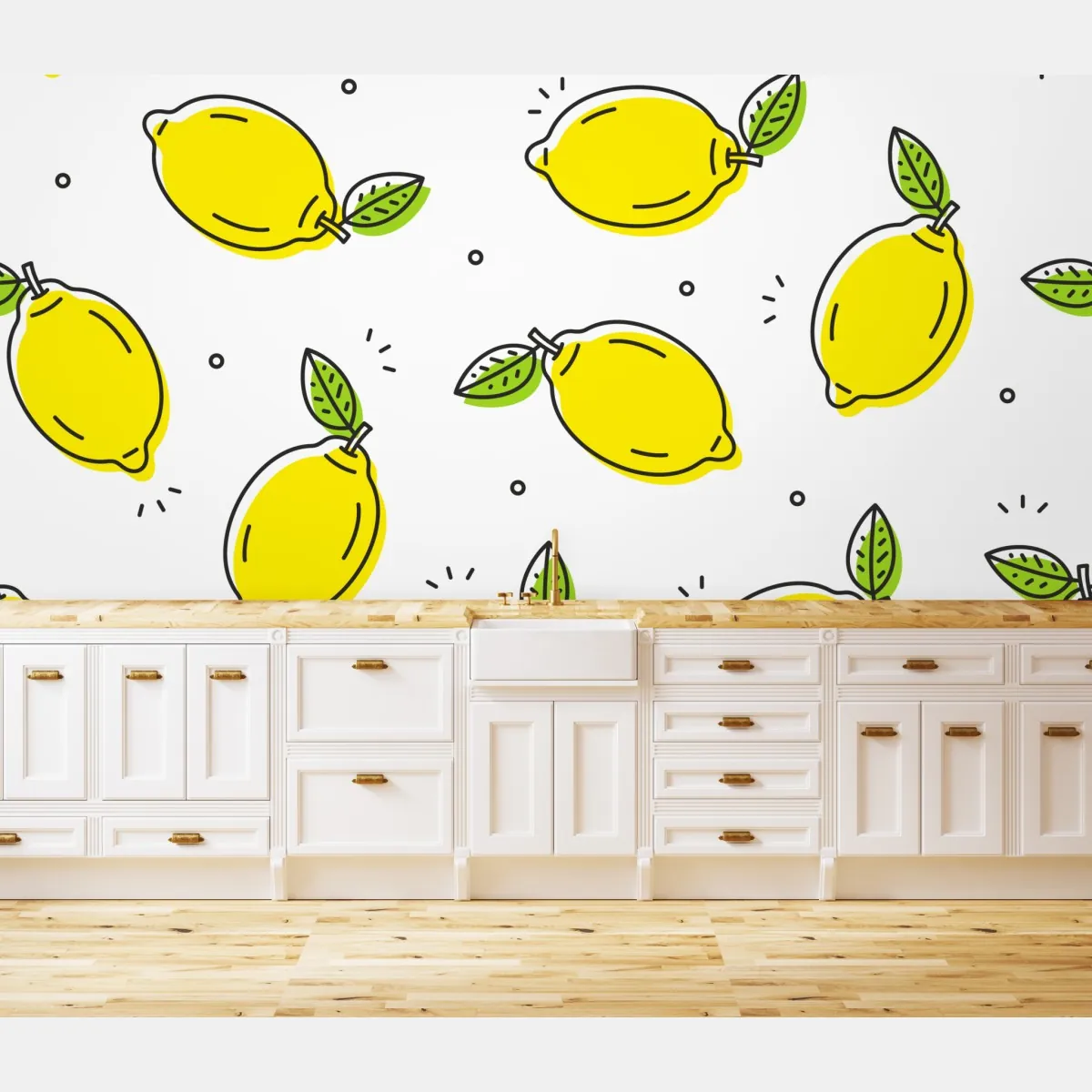 Fototapeta słoneczny wzór z cytrynami – Wallissimo® Fototapeta słoneczny wzór z cytrynami – Wallissimo®