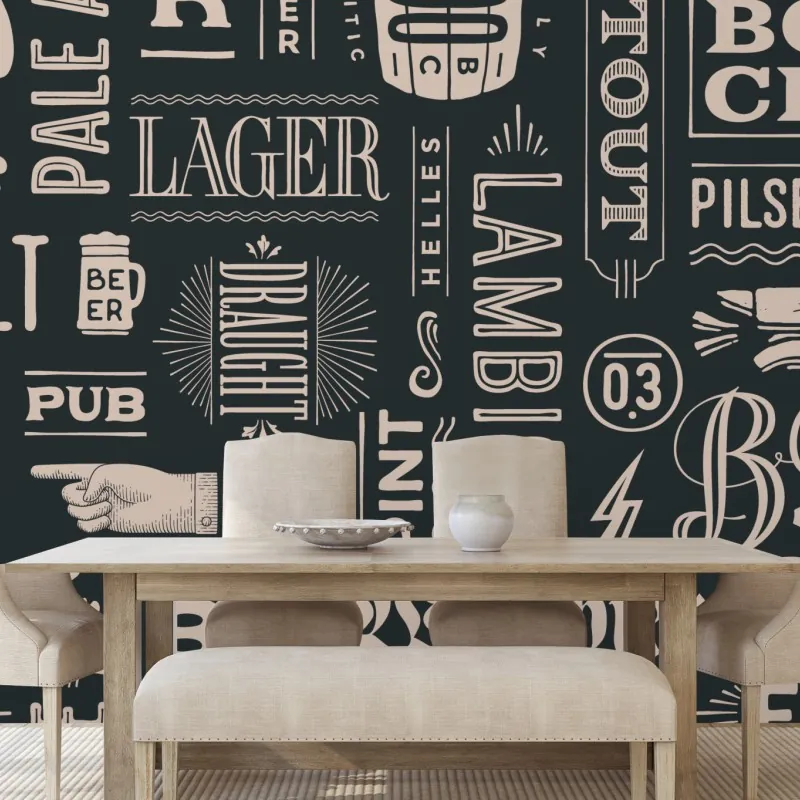 Fototapeta vintage kolaż etykiet piwnych